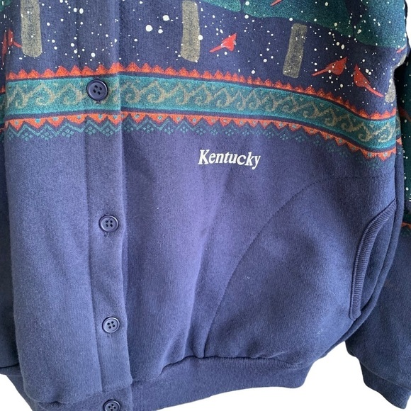 Vintage Artisans Sunschein Cardigan Sweatshirt Kentucky Cardinal Birds Tree S M - Picture 6 of 7